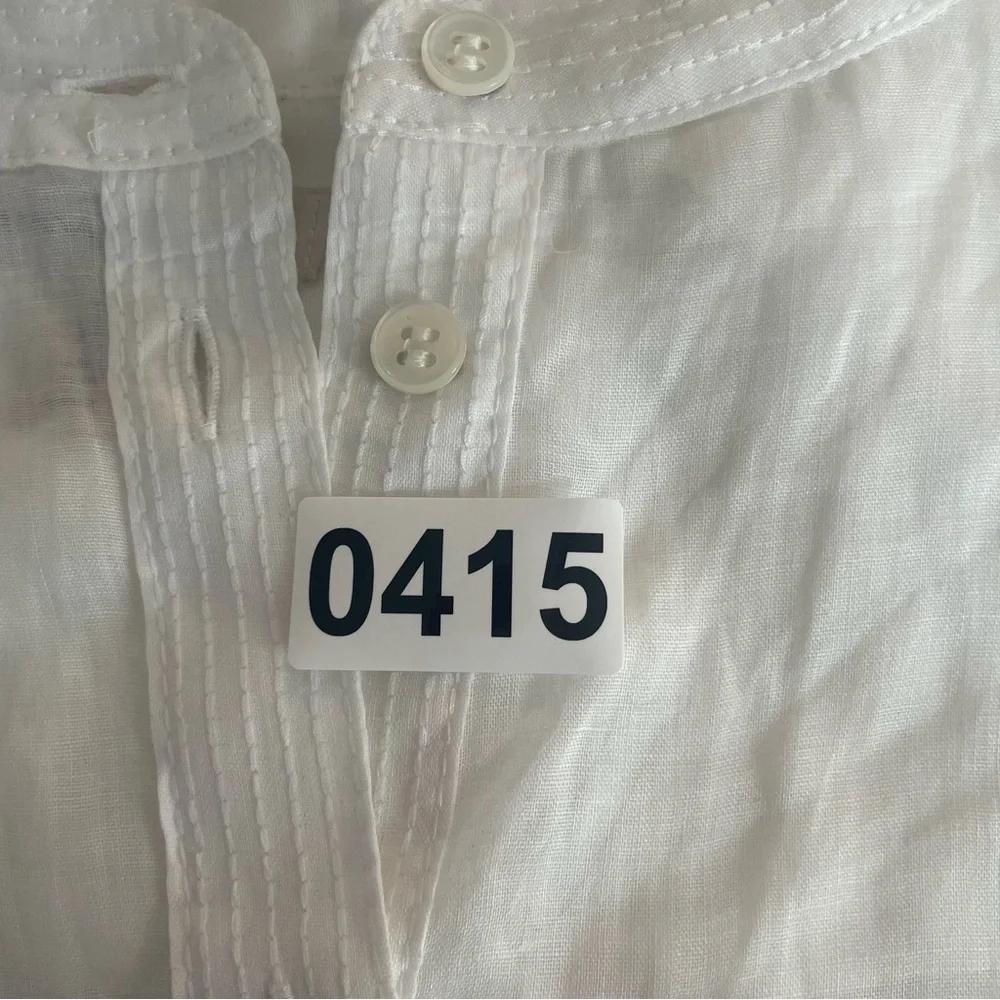 Banana Republic White Oversized Ramie Shirt Blouse 20415_6